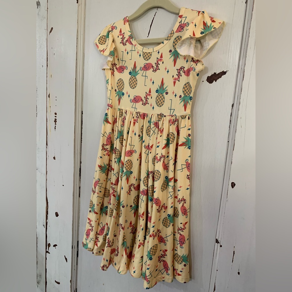 NWT DotDotSmile Size 5/6 Pink Flamingo Santa Dress